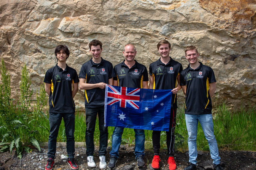 The Aussienauts from Australia's University of New South Wales celebrates winning second place in the Over the Dusty Moon Challenge May 31-June at Colorado School of Mines.